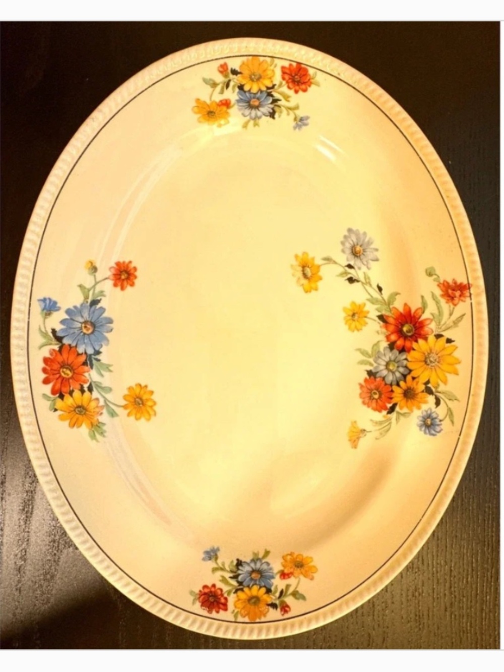 Sebring Golden Maize Oval Serving Platter 9x11.5" NILE DAISY Vintage 1920-30 USA